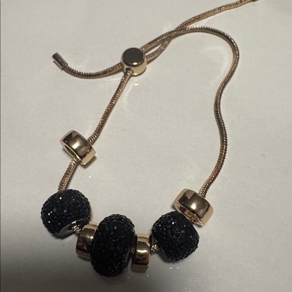 Black Pave Bead Adjustable Bracelet NWOT (BR1313/2) - Picture 2 of 3